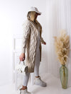 Ella Chunky knit hooded cardigan Beige