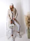 Ella Chunky knit hooded cardigan Beige