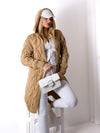 Ella Chunky knit hooded cardigan Camel