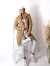 Ella Chunky knit hooded cardigan Camel