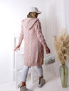 Ella Chunky knit hooded cardigan Pink