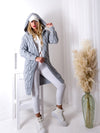 Ella Chunky knit hooded cardigan Grey