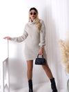 Betty roll-neck knitted dress Beige