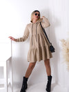 Lexi soft knit tiered hooded dress Beige