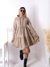 Lexi soft knit tiered hooded dress Beige