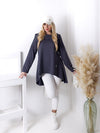 Asymmetric oversize hooded Top Dark Grey