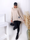 Asymmetric oversize hooded Top Beige