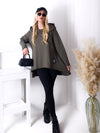 Asymmetric oversize hooded Top Khaki