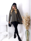 Asymmetric oversize hooded Top Khaki