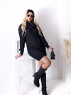 Betty roll-neck knitted dress Black