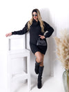 Betty roll-neck knitted dress Black