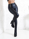 Ella Black Faux leather button Leggings