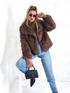 Sissy Brown-Black faux fur coat