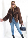 Sissy Brown-Black faux fur coat