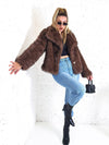 Sissy Brown-Black faux fur coat