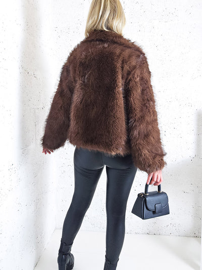 Sissy Brown-Black faux fur coat