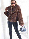 Sissy Brown-Black faux fur coat