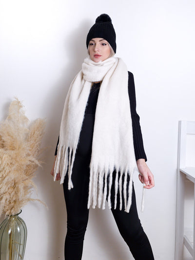 Cream Super Soft fringe Scarf