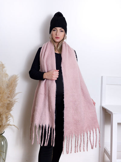 Pink Super Soft fringe Scarf