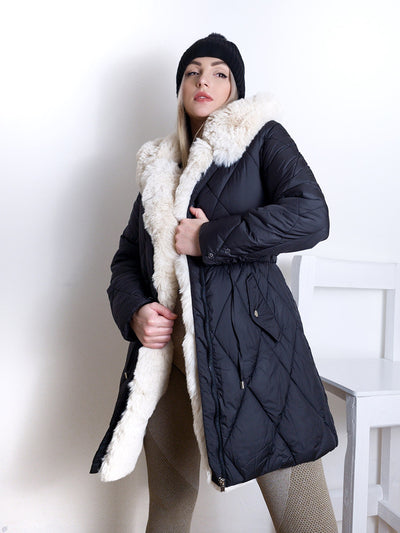 Alina faux fur hooded quilted coat