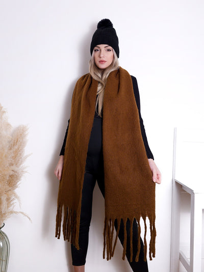 Brown Super Soft fringe Scarf