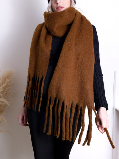 Brown Super Soft fringe Scarf