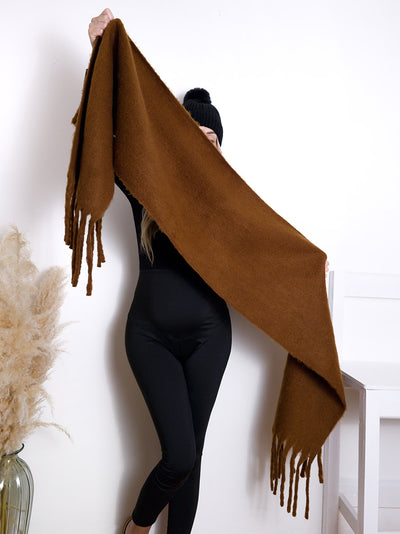 Brown Super Soft fringe Scarf