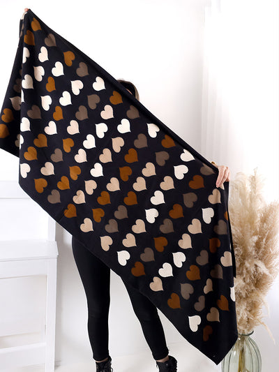 Black heart Super Soft Blanket Scarf