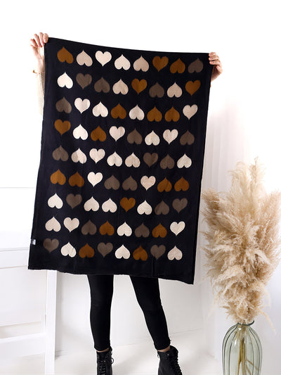 Black heart Super Soft Blanket Scarf