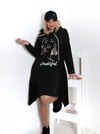 Face art and leo detail print jumper dress Black