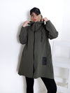 Hooded zipper cotton jacket Khaki