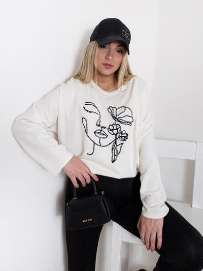 Face art sweatshirt White