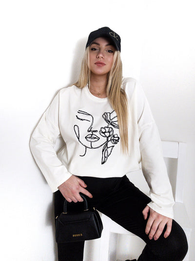 Face art sweatshirt White