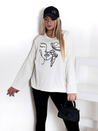 Face art sweatshirt White