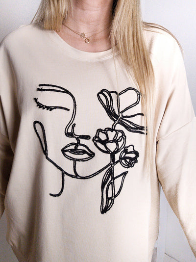 Face art sweatshirt Beige