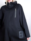 Hooded zipper cotton jacket Black