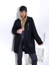 Hooded zipper cotton jacket Black