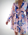 Blue Floral print v-neck dress