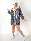 Letter print Hooded zip up jumper Black