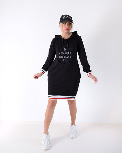 Brooklyn hooded jumper dress Black