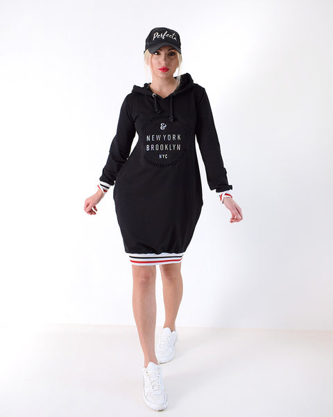 Brooklyn hooded jumper dress Black