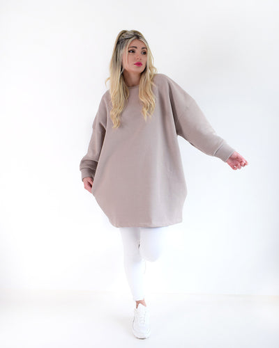 Oversize Don't give up jumper Beige