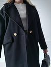 Maeve black midi button coat