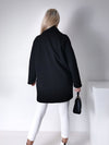 Maeve black midi button coat