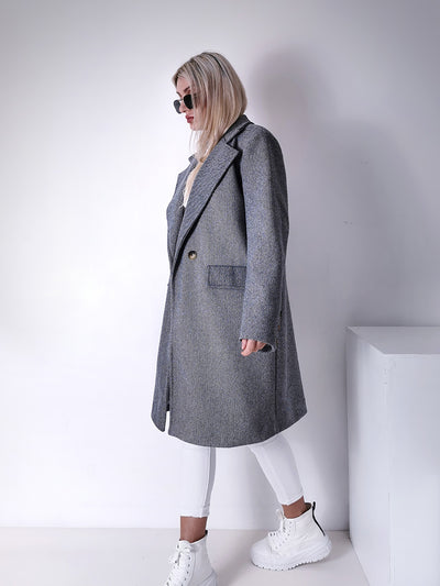 Darcy Grey midi button coat