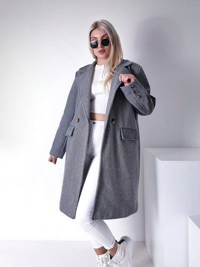 Darcy Grey midi button coat