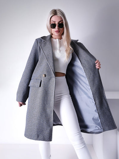 Darcy Grey midi button coat