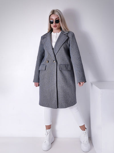 Darcy Grey midi button coat