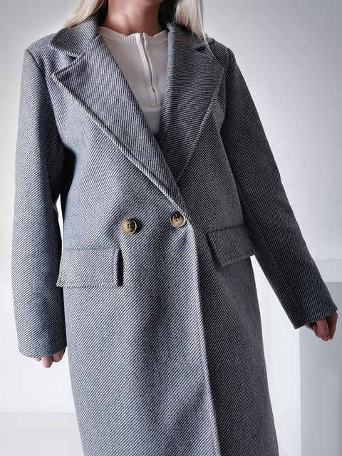 Darcy Grey midi button coat