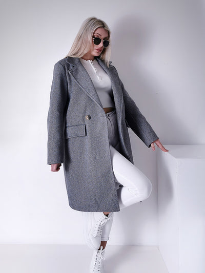 Darcy Grey midi button coat